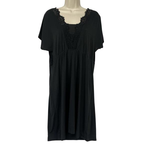 Soma Other - Soma Nightgown Womens Large Black Crochet Lace Short Sleeve Knit Chemise Lounge